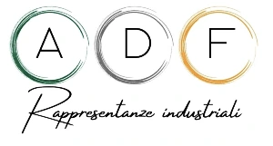 Logo ADF rappresentanze industriali, composto da tre cerchi solo outline con colore verde, grigio, giallo ocra con le inizia A